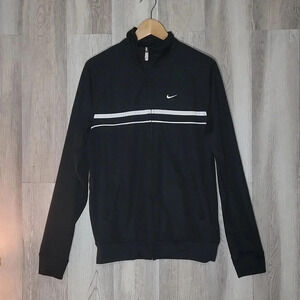 🛍Nike Full Zip Black White Striped Athletic Jacket Mens Size Medium‎